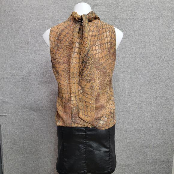 123 UN DEUX TROIS ANIMAL PRINT HIGH NECK BLOUSE, - Picture 2 of 7